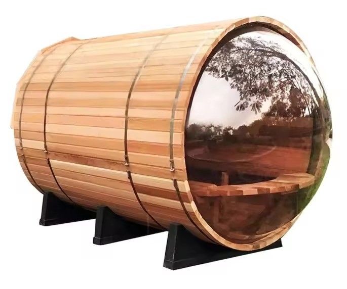 YSE Red Cedar 2025 Nordic Leisure Pine Outdoor Bucket Steam Панорамная стеклянная сауна Традиционная сауна для 4 человек